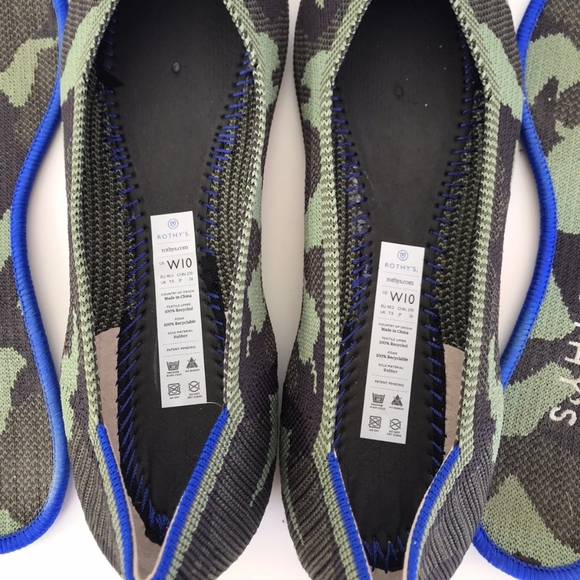 🧡 Rothy's The Point Olive Camo Flat Woman's Shoes - Picture 10 of 12